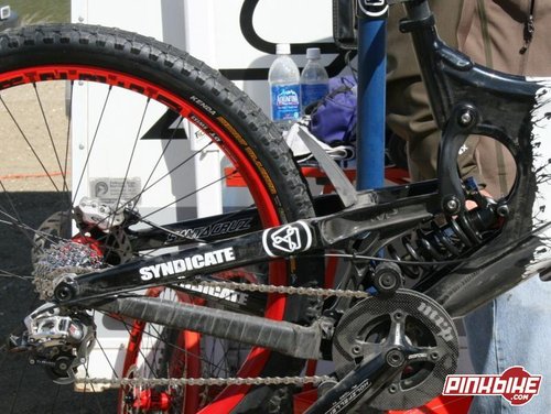 Check out the smaller rear triangle and trick carbon links.