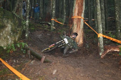 More than one rider came through the chute like this