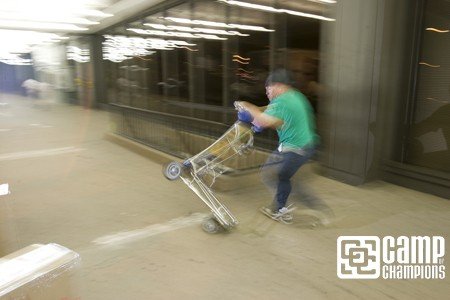Gareth testing the new Baggage Cart Hardtail with a Tailwhip