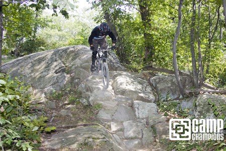 Camper Mitch Hitting a rock line up top