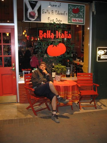 For you 'Twighlight' Vampires out there- I took Ernie to the set where 'the first date' was filmed. Twighlight #2 anyone?