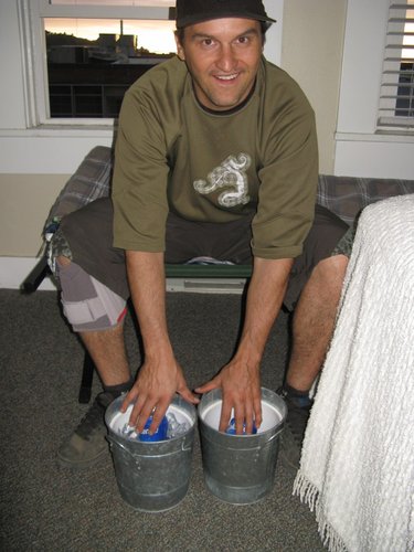 Ernie getting some Canadian Beers chilled.
