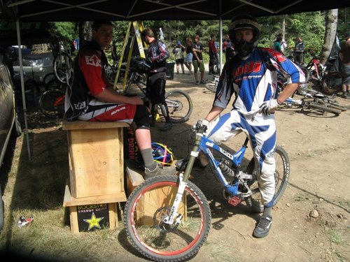 Xfusion/Intense Pro Kieran Bennet awaits the news as ODI/Intense Pro Brad Oien boots him out.