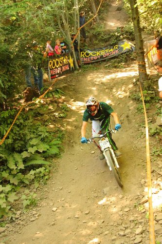 VOD Pinkbike Star, Mason Snowden clearing the step down. Photo by Doug Snowden