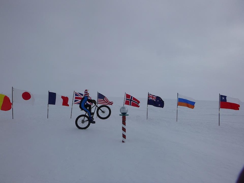 Doing wheelies at the South Pole - Antarctica