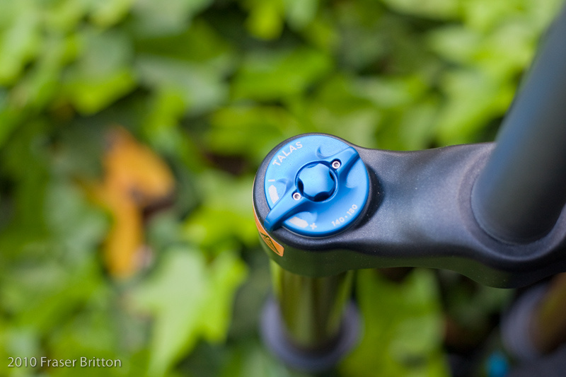 The new 180 mm 36 Talas forks can be adjusted down to 140 mm with a turn of the dial