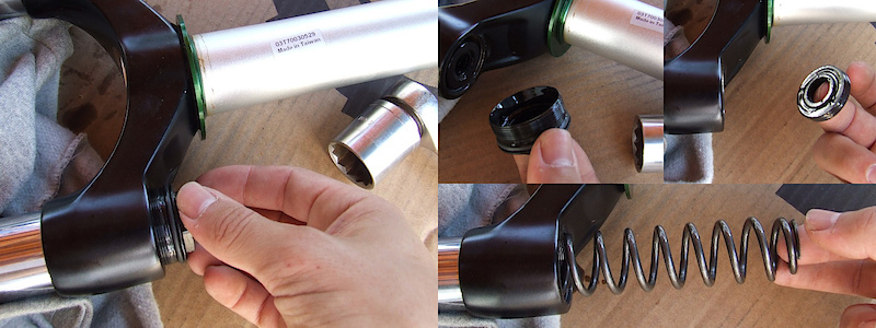 <span style='font-size:20px'>Step 9.</span> Using the 24mm socket, remove the spring side fork cap. Now you can take out the spring.