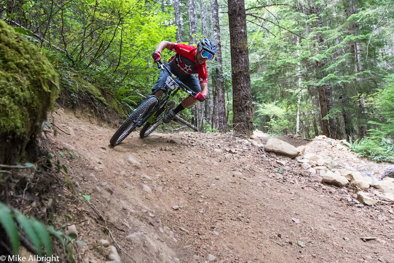 Nate Hills Sram Wolf Rock Racing from Dillon CO on a fast loose corner of stage 6.