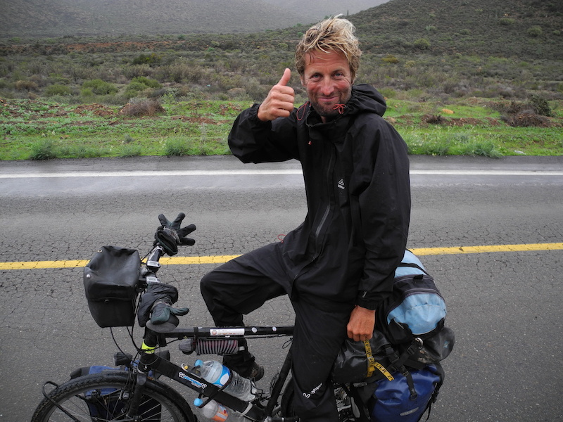 Lane is on month 14 on his way north to Alaska to finish his round the world trip. He had 54 000 km s on his odometer at the time I took this pic