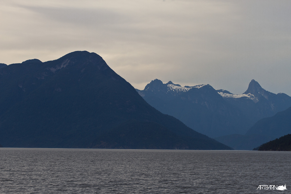 After passing through Desolation Sound the land shoots from the sea straight up to 5000 feet.