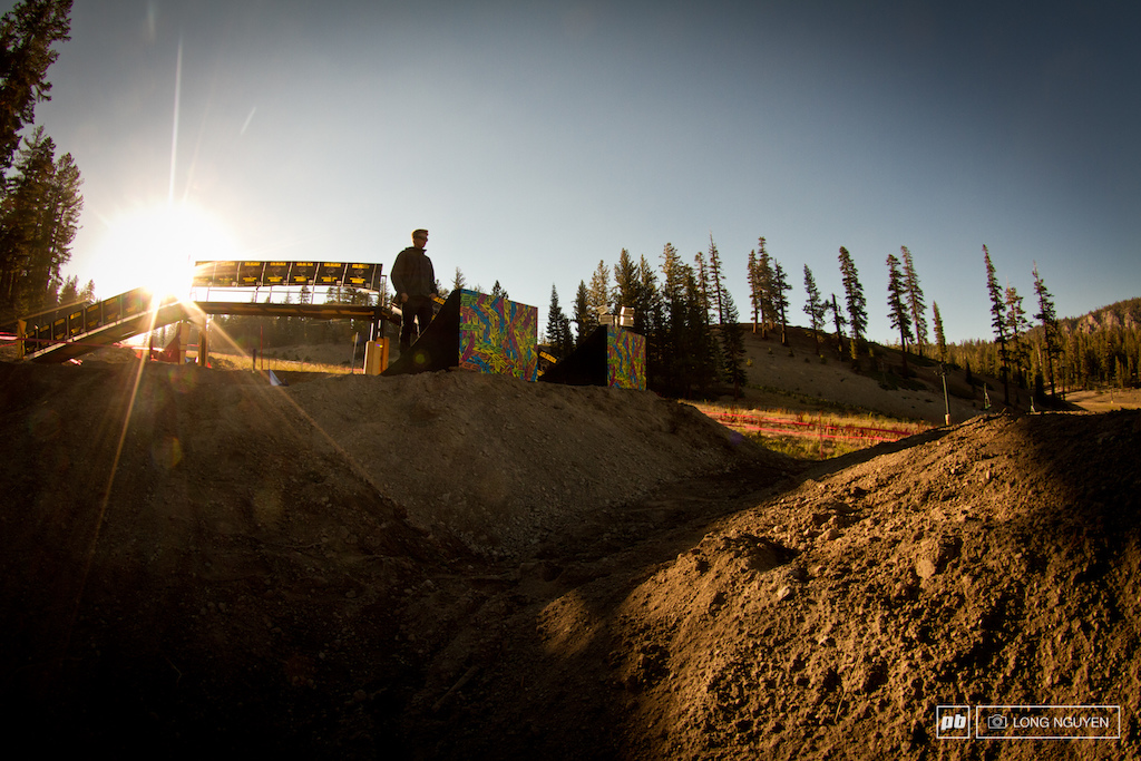 Christian Wright checking out the first jump in the Speed amp Style Course.