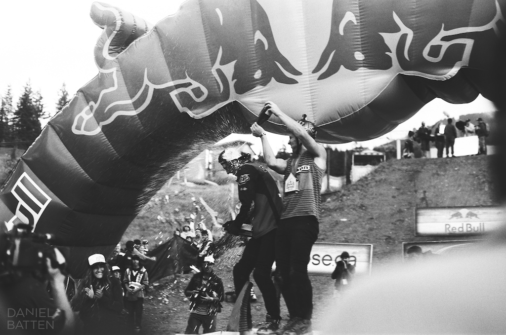 Champagne Shower. 35mm black amp white film
