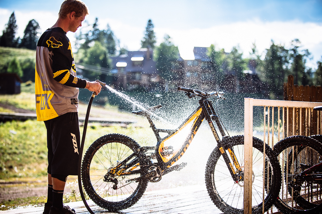 Kenny loves his bike. Look at that thing. The water probably loves that bike.
