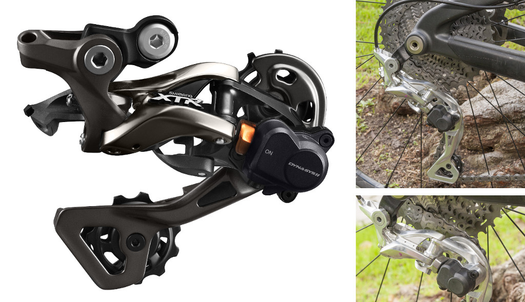 Photo: XTR M9000 rear derailleurs are completely new, with the front pulley's pivot moved well forward of the cassette to increase the chain wrap around the cogs. 