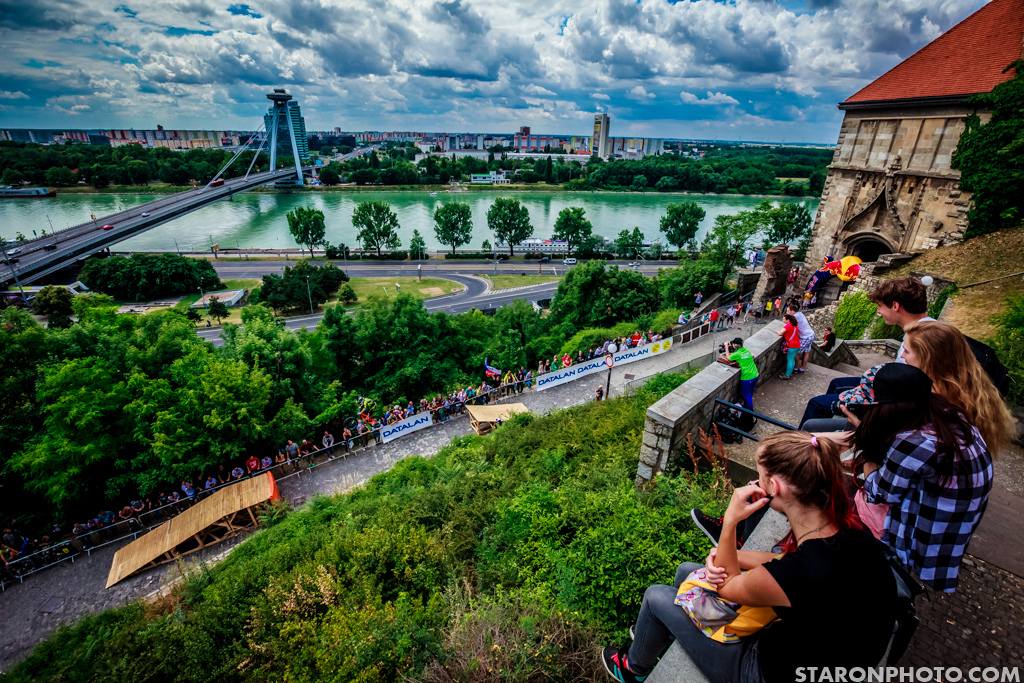 The first section of the track ran through the ancient Bratislava s Castle just above the Dunabe river.