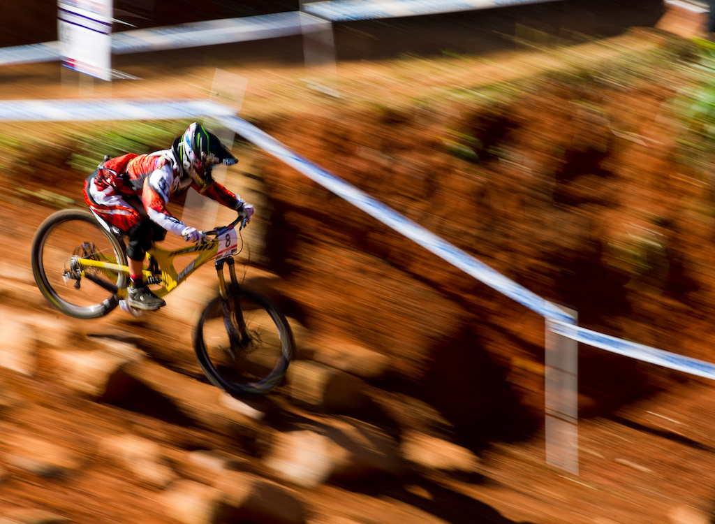 It was moments like this final rock garden that made Mio Suemasa's choice of a single crown fork seem a bit overwhelmed. "It is almost not enough. And as the course has gotten rougher, I'm having to be very careful on my line choice."