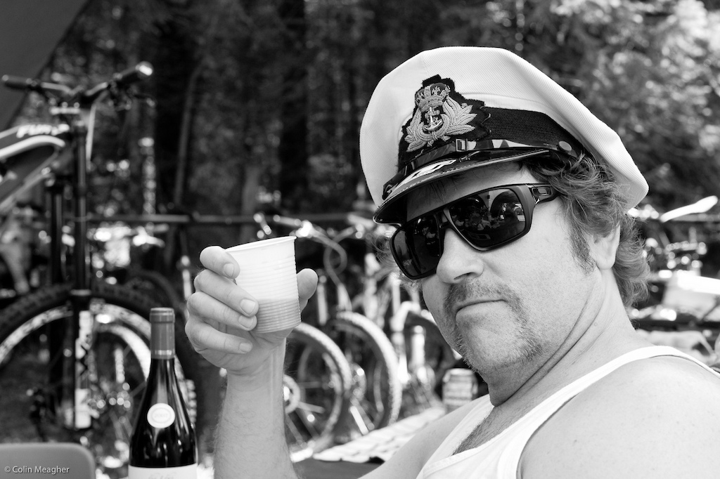 The captain of the good ship GT Steve Spencer working hard to keep things loose in the GT pits.