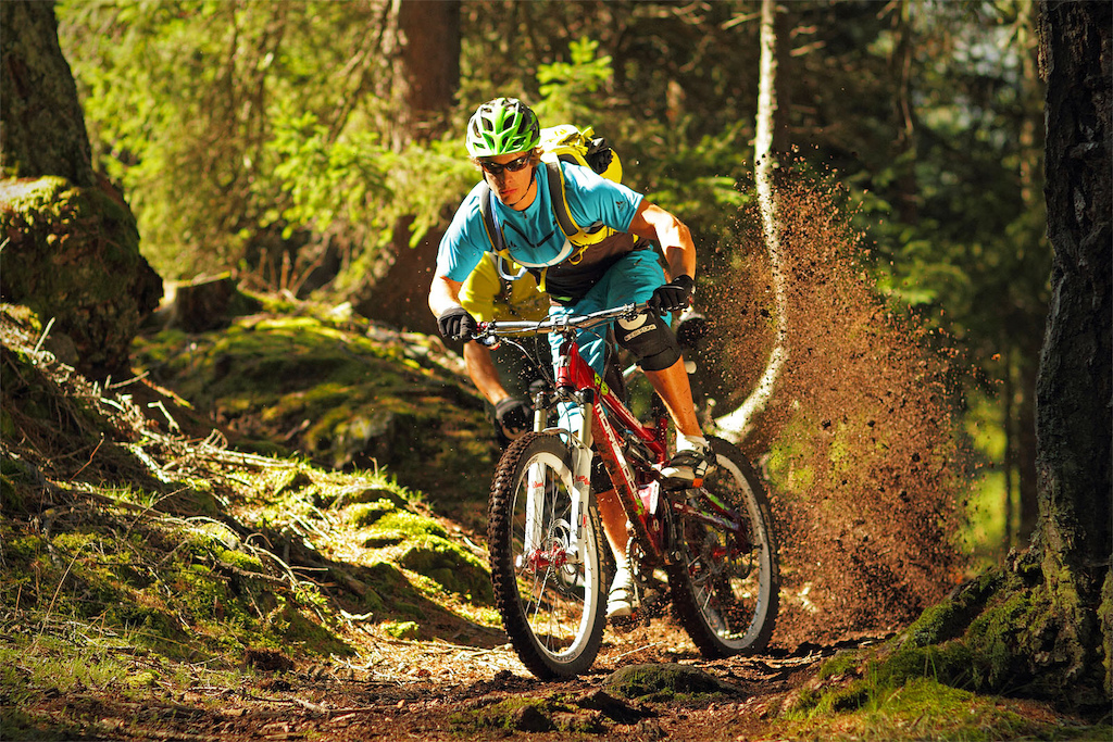 Dirt explosion the Ruppert Bros. shredding Italian trails in Laces - Gernot makes his brother eat some dirt Photo c by www.larsscharlphoto.com me 
