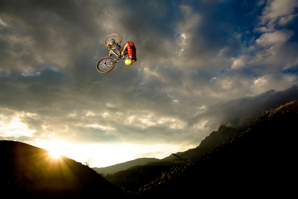 Sam Pilgrim doing a huge frontflip at the 2009 26 Trix dirtjump contest in Leogang Austria. Photo c by www.larsscharlphoto.com me