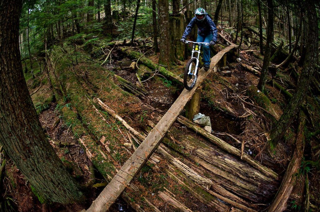 Matt from North Shore Bike Shop testing out his new Transition TR250