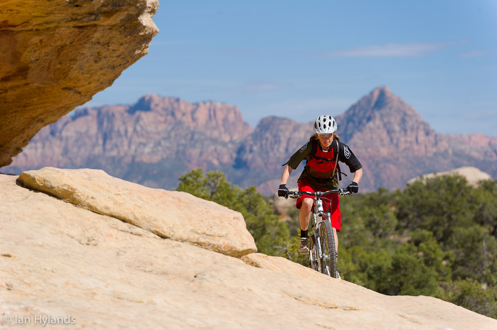 Katrina Strand rides the Gooseberry Mesa trails in Utah.