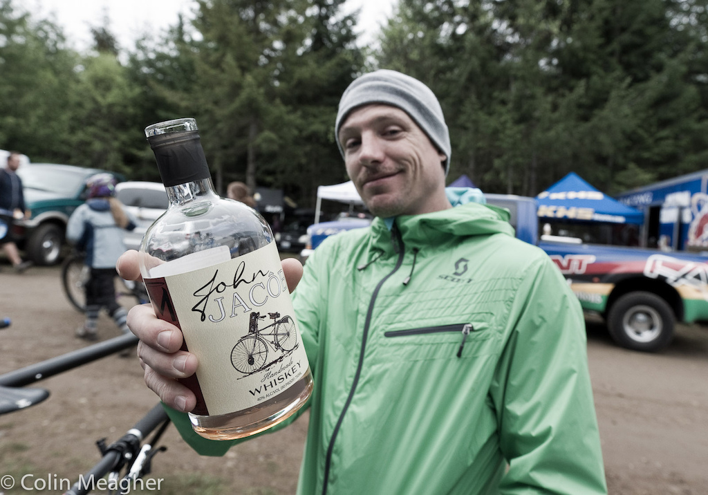 Lars Sternburg taking the edge off the chill of a damp cold morning with a pull on a bit of a local flavor just serves to underscore the party-like atmosphere of racing here in PA.