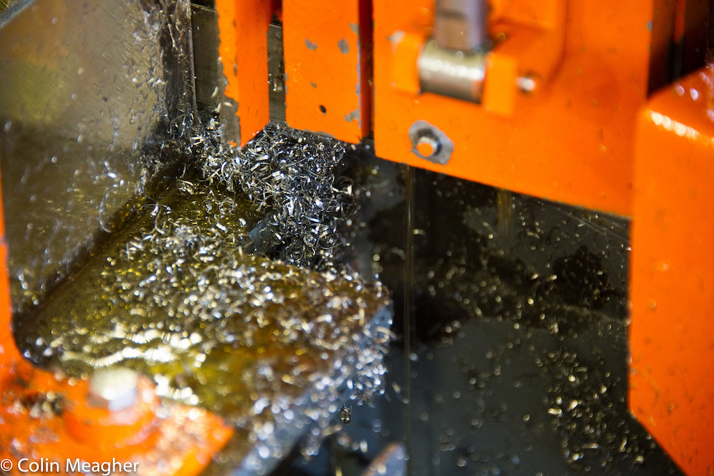 At the end of the day it s not only the human touch that defines Chris King s approach to manufacturing his components but the responsibility for that manufacturing process. Every piece made creates waste metal and waste cutting fluid - in the image pictured here steel shavings called chips and soy oil. King uses sustainably grown domestic soy oil exclusively as a cutting fluid and as lubrication for the machines in his factory. But this fluid coats each and every chip making them difficult to recycle.