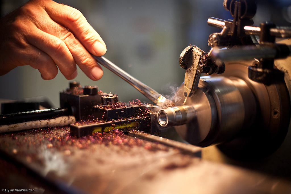 Precision is part of every step--as is the human touch. Here an axle is skimmed down to it s exact size.