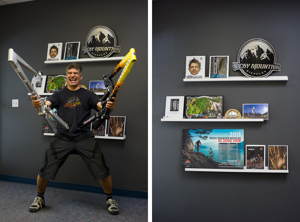 Brett Tippie poses with the very first RM9 as well as an early painted production model. Remember this bike