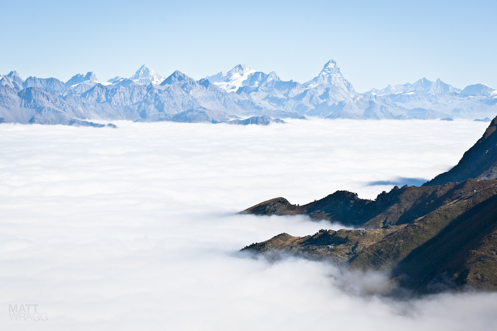 The Matterhorn towering above the clouds.