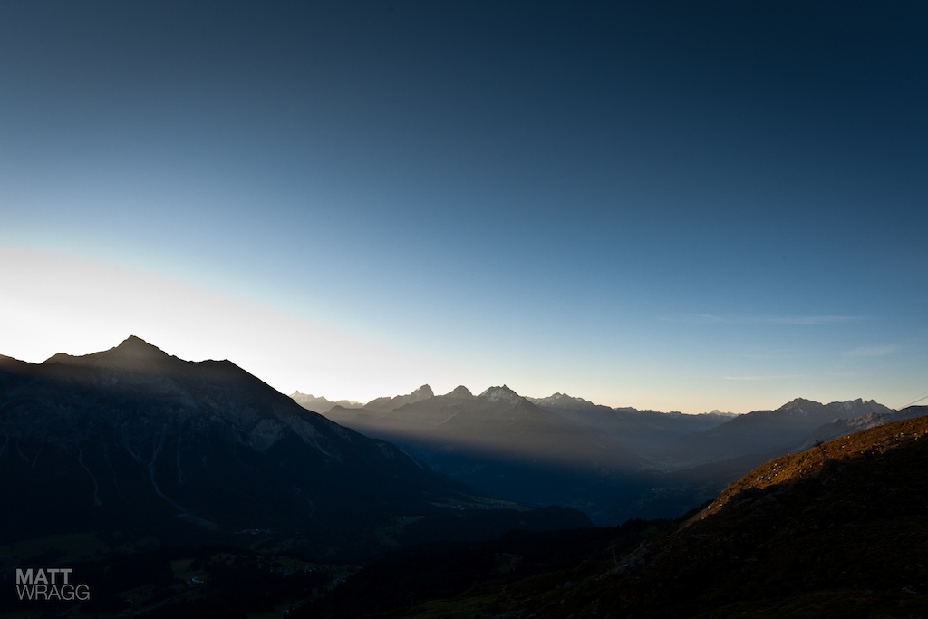 The first sunlight reaches the valley.