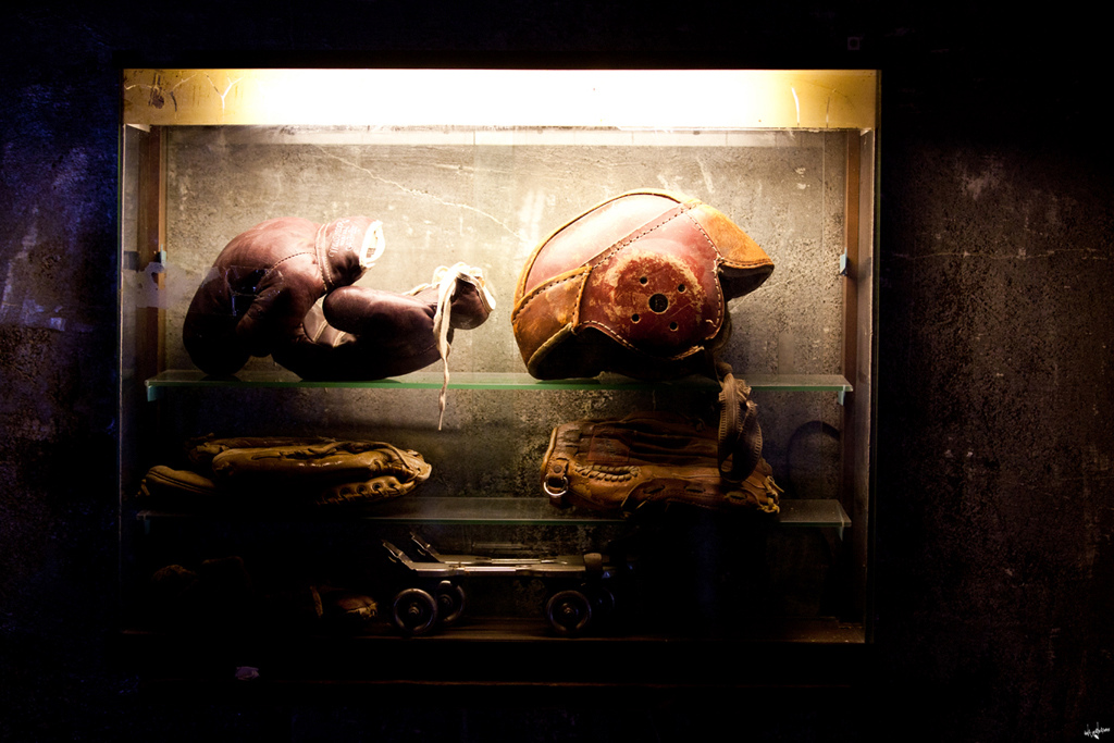 old boxing stuff in a gym