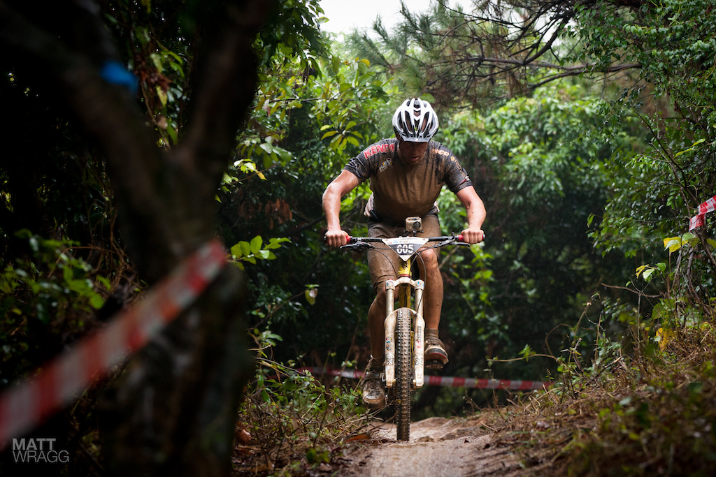 Manuel still pushing on his enduro bike.