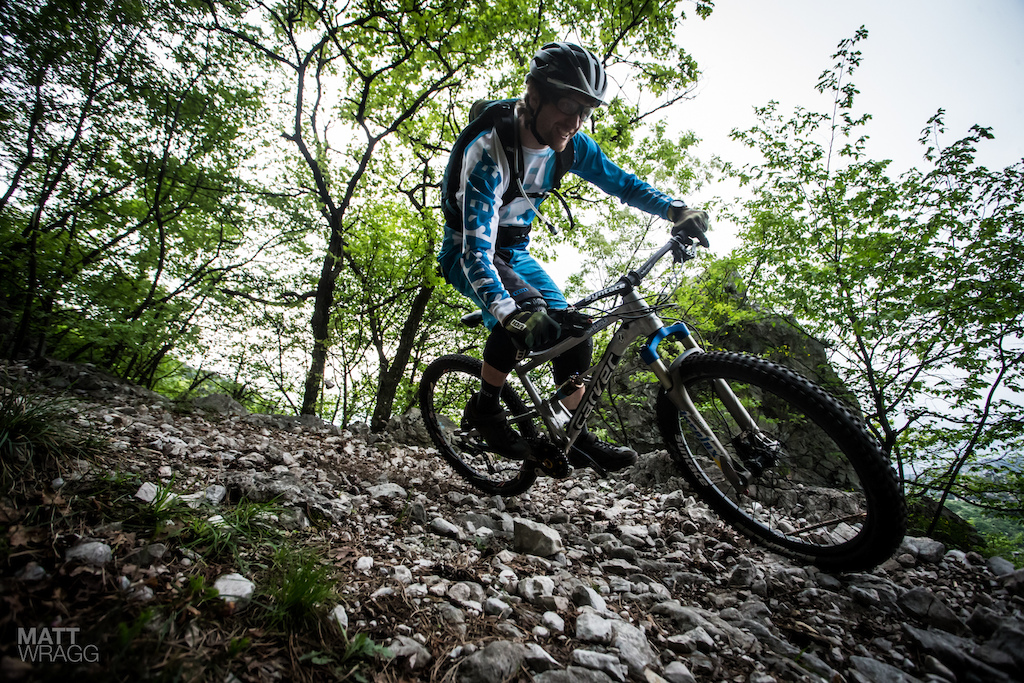 This more or less sums up the surface here in Garda. It is covered with these kind of loose rocks making for unique conditions. It takes a while to get work out how far you can let the bike go and how far you need to keep things in check to ride fast here.