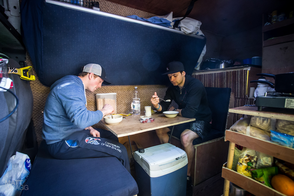 Dirt s Greg Callaghan and his vanmate James have a pretty dialled setup. Proper beds plenty of storage and cooking facilites. Although they do still owe me a cup of tea...
