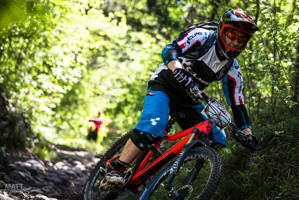 Nico Lau couldn t repeat his win at the last round and had to settle for third today just a handful of seconds off the winning time. Nico is one of the riders in the new generation of fast French kids who might have gone into DH in the past but are today racing enduro instead. Expect to see him towards the top of the timing sheets in the Enduro World Series races.