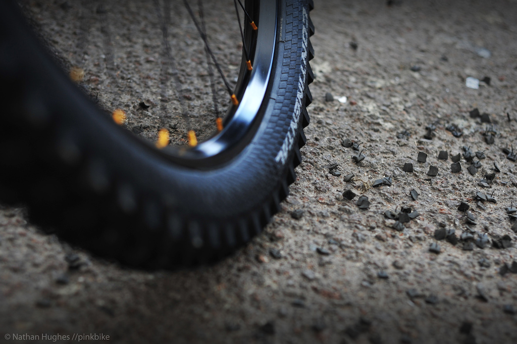 Cut down Continental Mud Kings... The Atherton Racing loam gripper of choice.