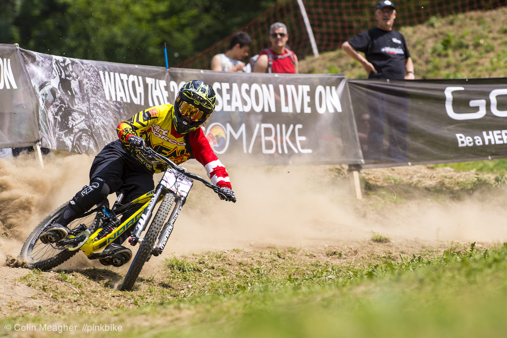 Casey Brown of Whistler getting a bit buck wild on the second to last corner of the track. Look for Brown to be stepping onto the box sometime soon--she was just off by a hair over a half second today.