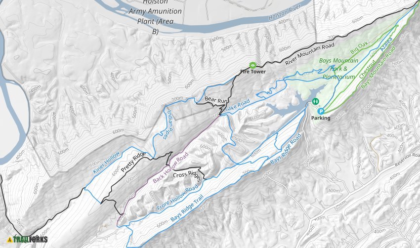 Bays Mountain Trail Map Bays , Kingsport Mountain Biking Trails | Trailforks