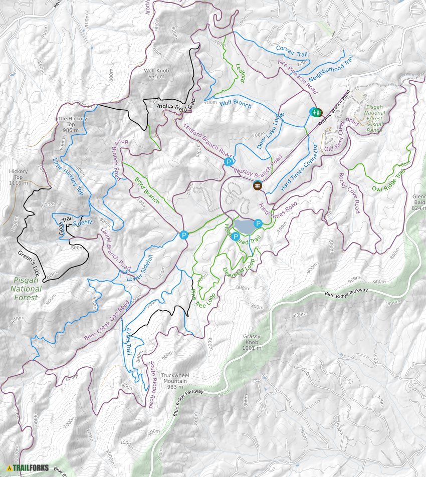 Bent Creek, North Carolina Mountain Bike Trails - Bent Creek Trail Map