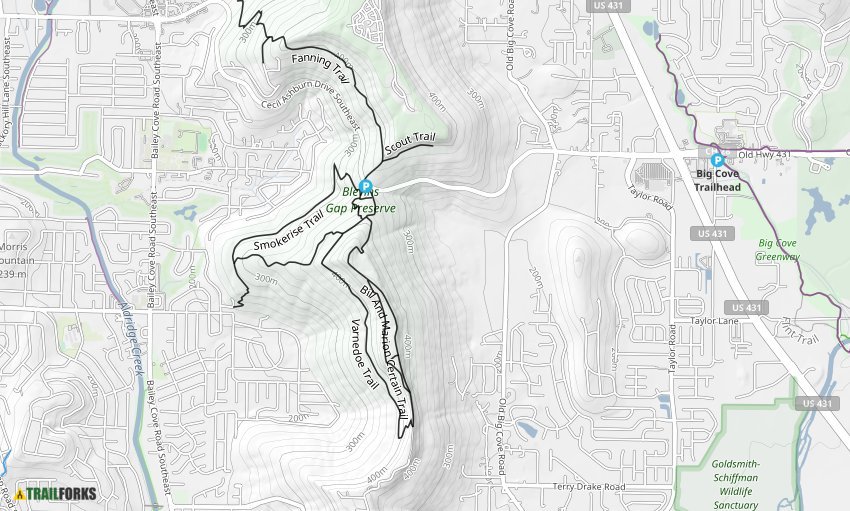 Blevins Gap Preserve, Huntsville Mountain Biking Trails Trailforks