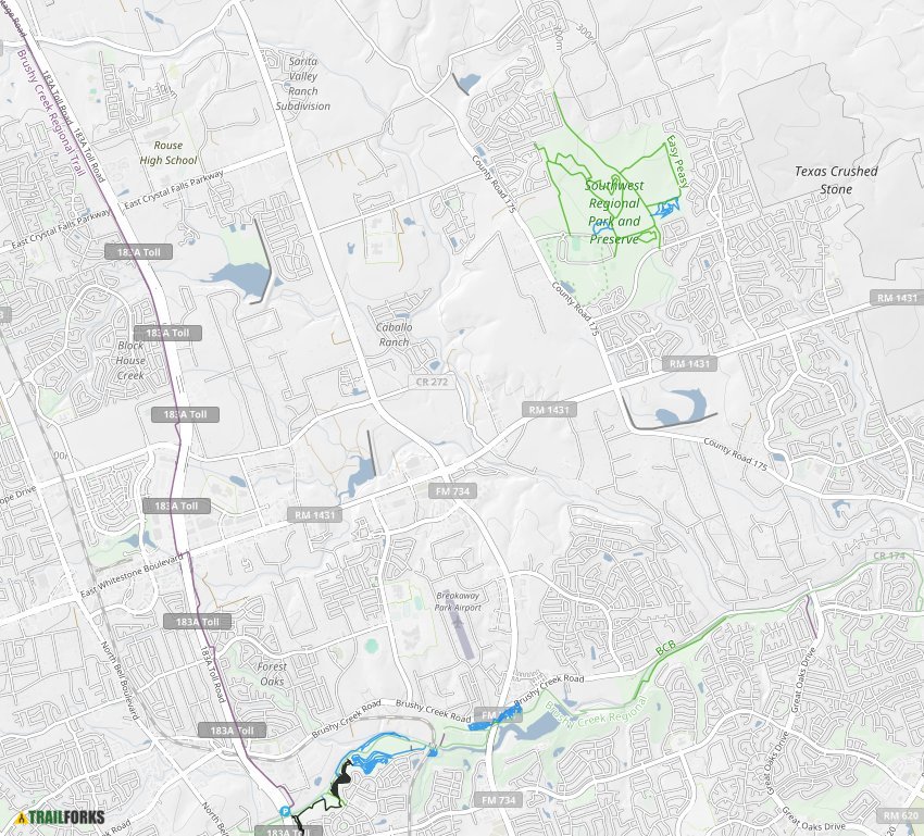 Brushy Creek Trail Map Brushy Creek Mountain Biking Trails | Trailforks