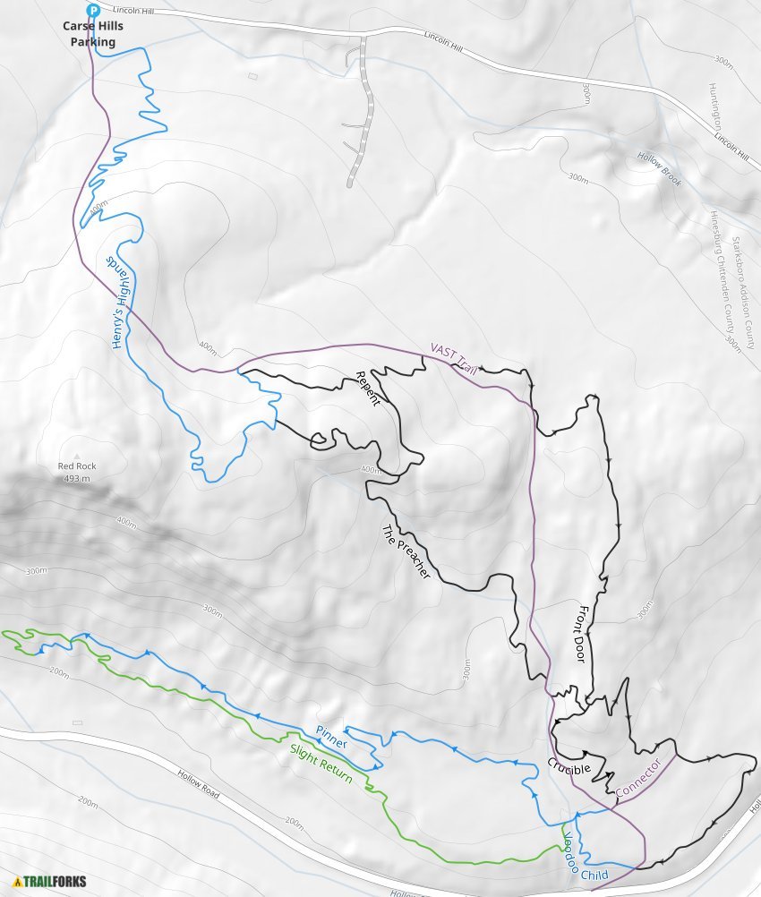 Carse Hills, Hinesburg Mountain Biking Trails Trailforks