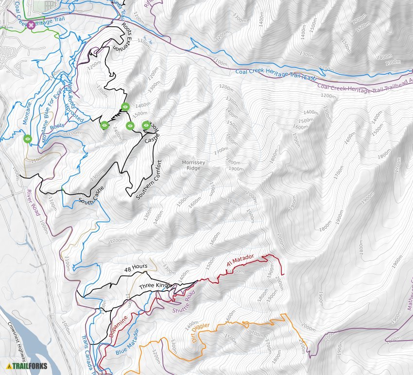 Castle Mountain Trail Map Castle Mountain Biking Trails | Trailforks