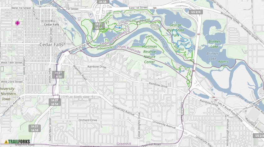 Cedar Falls Trail Map Cedar Falls, Iowa Mountain Biking Trails | Trailforks
