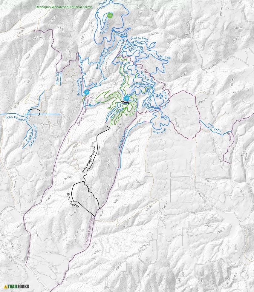 Echo Ridge Trail Map Echo Ridge, Chelan Mountain Biking Trails | Trailforks