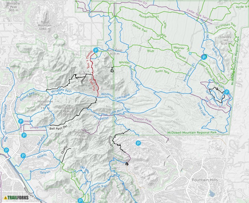 Brown S Ranch Trail Map Fountain Hills, Arizona Mountain Biking Trails | Trailforks