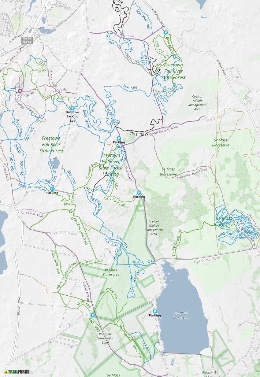 Freetown Massachusetts Mountain - Freetown Trail Map