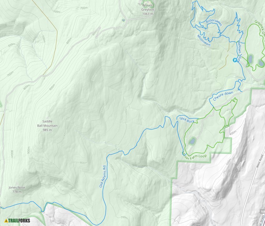 Mount Greylock Trail Map Greylock Glen Multi-Use Trail System, Adams Mountain Biking Trails |  Trailforks
