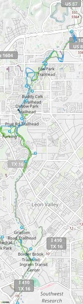Leon Creek Greenway, San Antonio Mountain Biking Trails - Leon Creek Greenway 22849 Trail Map